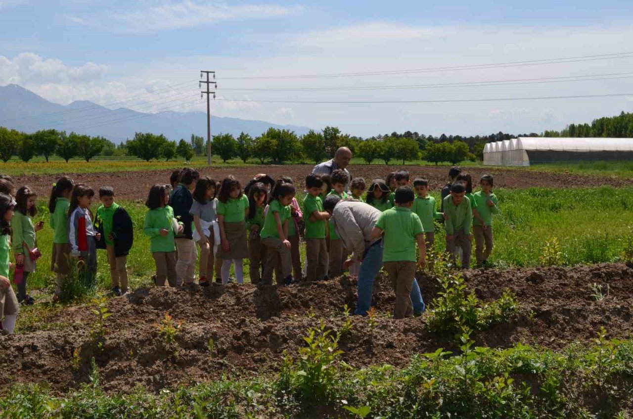 Minik eller fidanları toprakla buluşturdu
