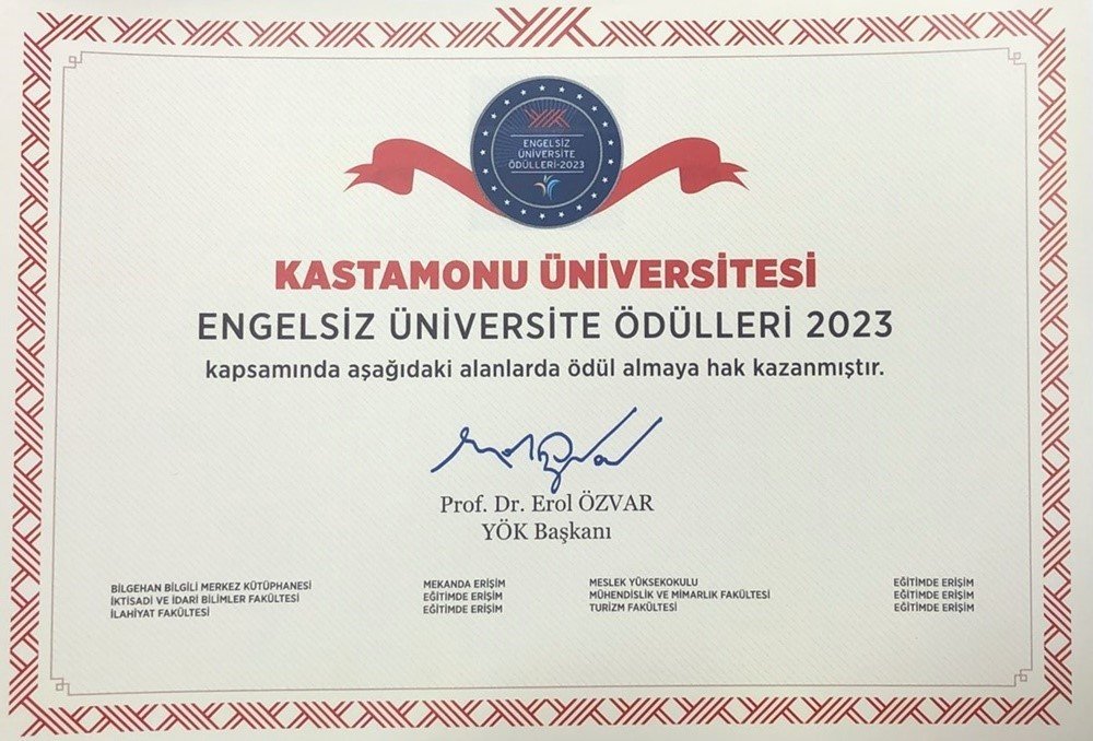 Kastamonu Üniversitesine 6 ‘engelsiz üniversite’ ödülü