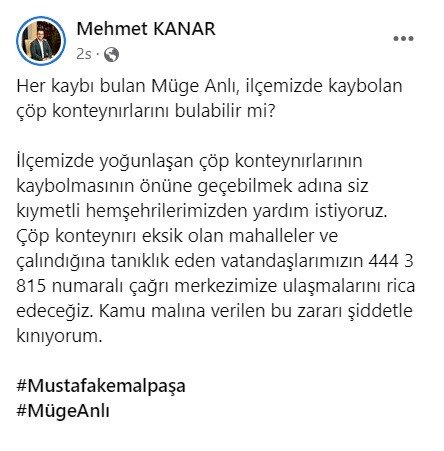 Belediye Başkanı Müge Anlı’ya seslendi: "Onları da bulabilir misin?"