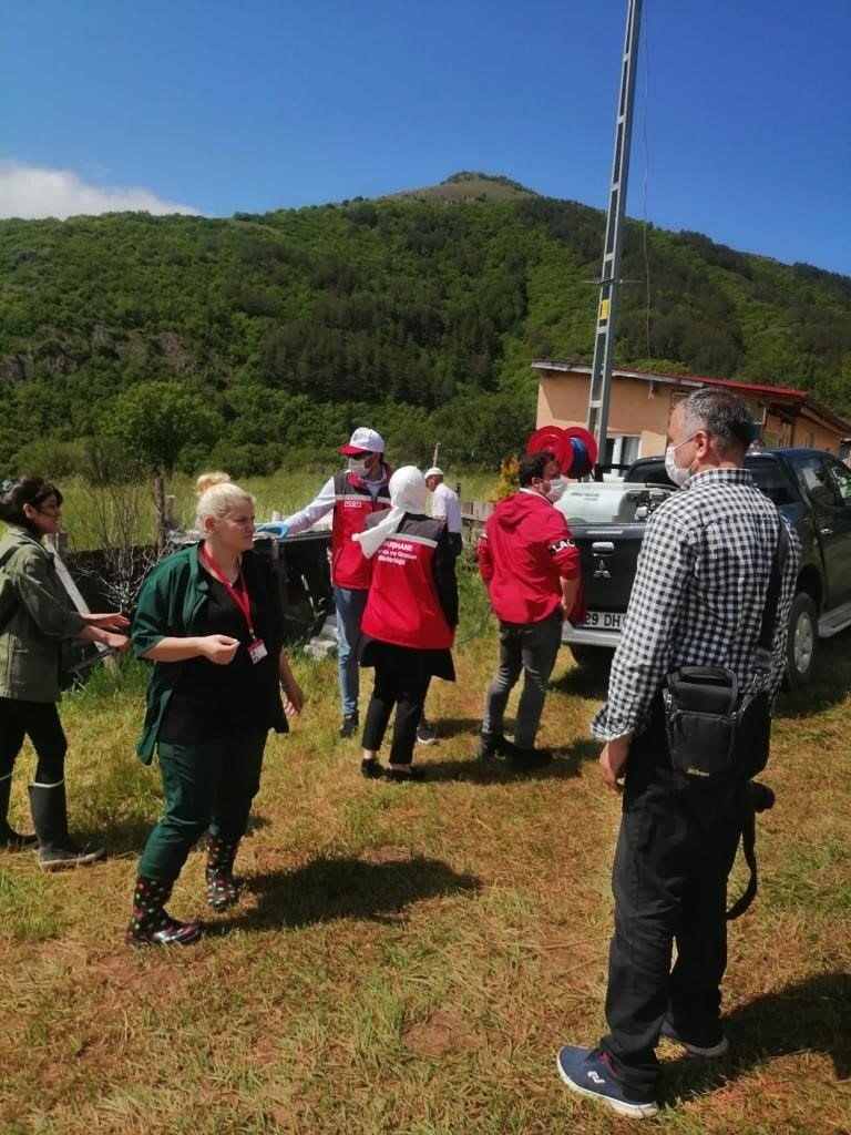 Çekirgelerin istila ettiği köyde ilaçlama çalışmaları başlatıldı