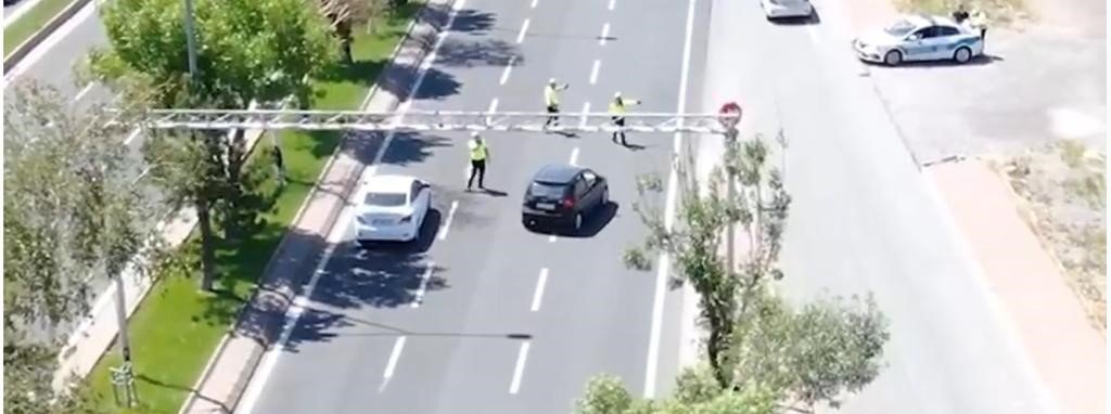 Kayseri polisinden dron destekli trafik denetimi