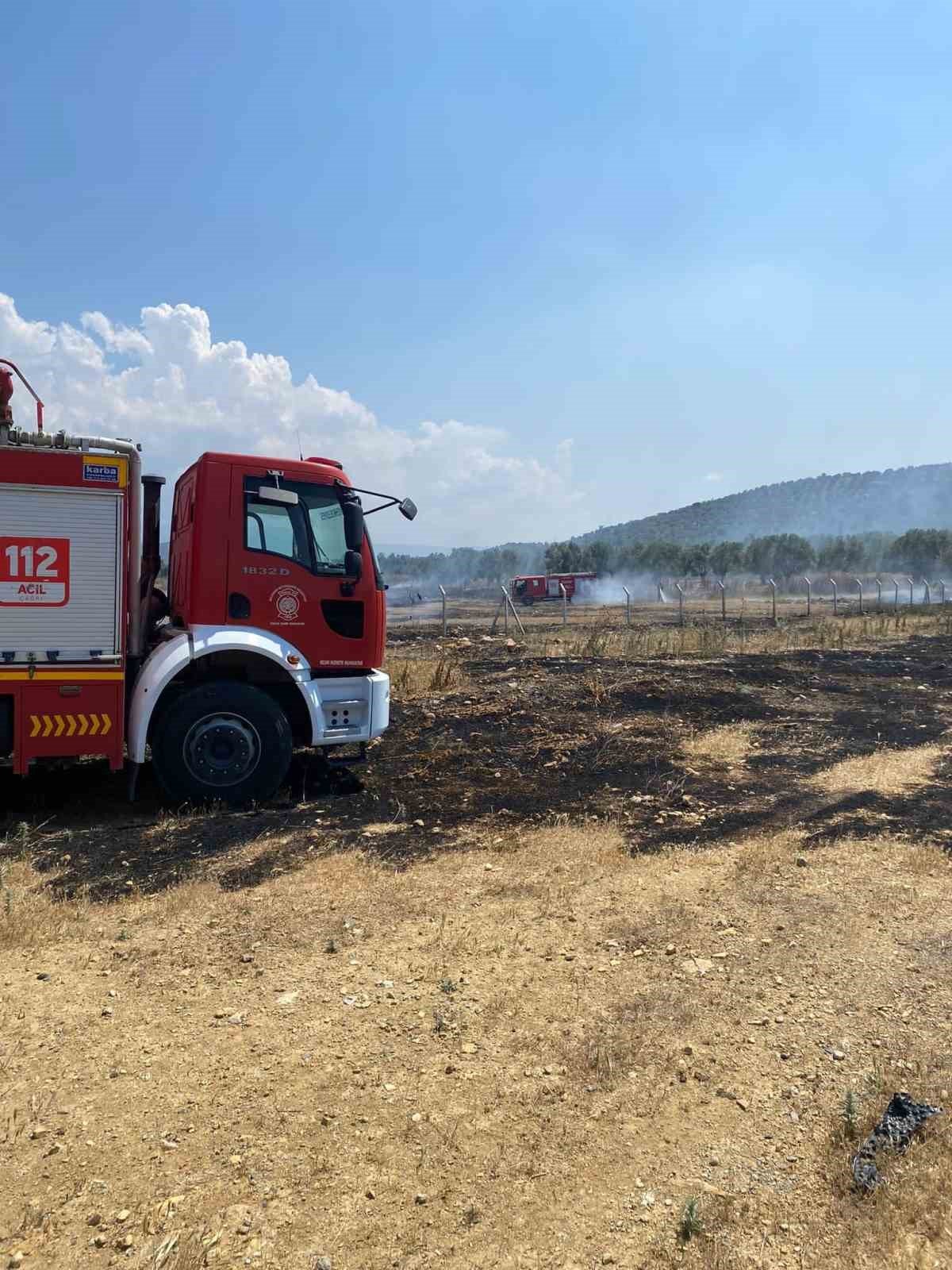 Burhaniye’de otluk alanda yangın