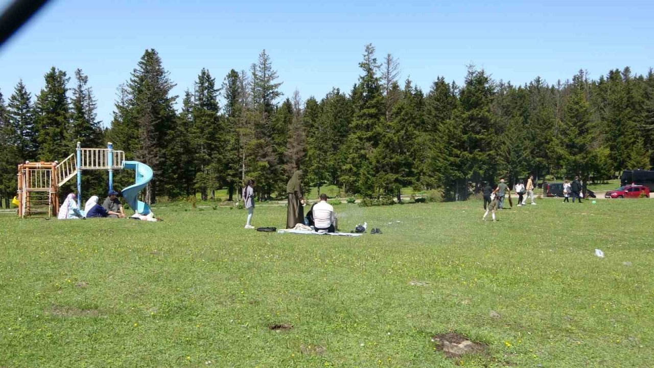 Güneşli havayı fırsat bilip yaylaları şenlendirdiler