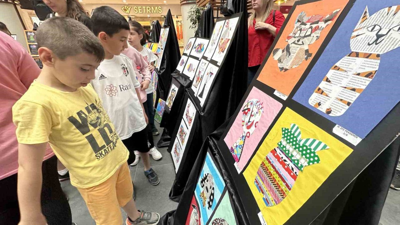 Minik öğrencilerin yıl sonu resim sergisi beğeni topladı