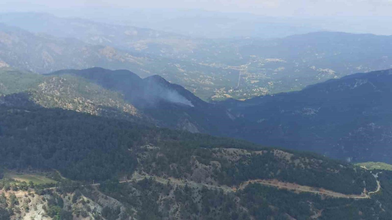 Yıldırım düşmesi sonucu çıkan orman yangını söndürüldü