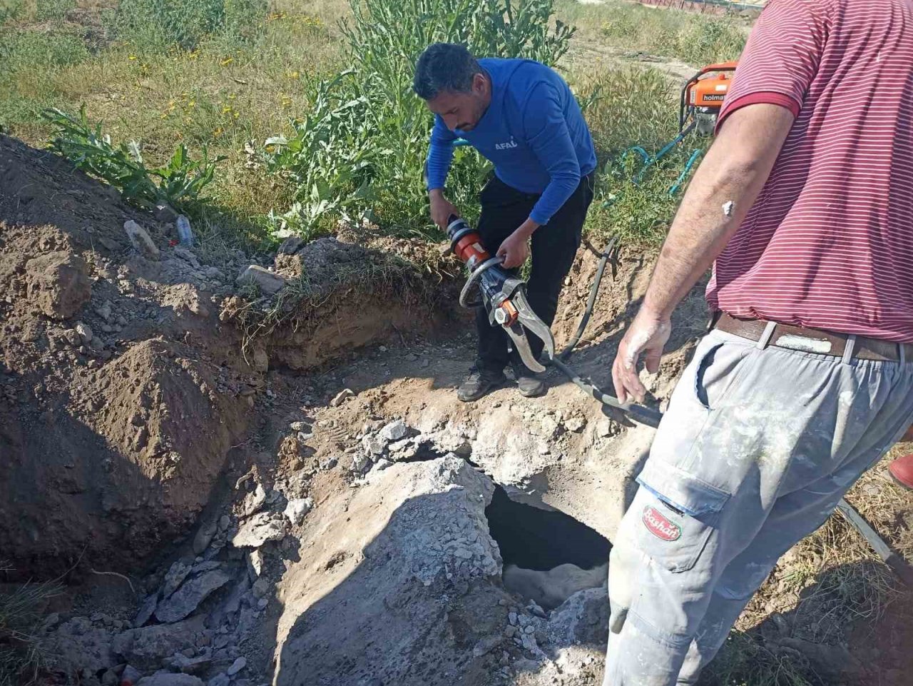 Muş’ta kapağı çalınan menhole düşen inek 2 saatlik çalışma sonucu kurtarıldı