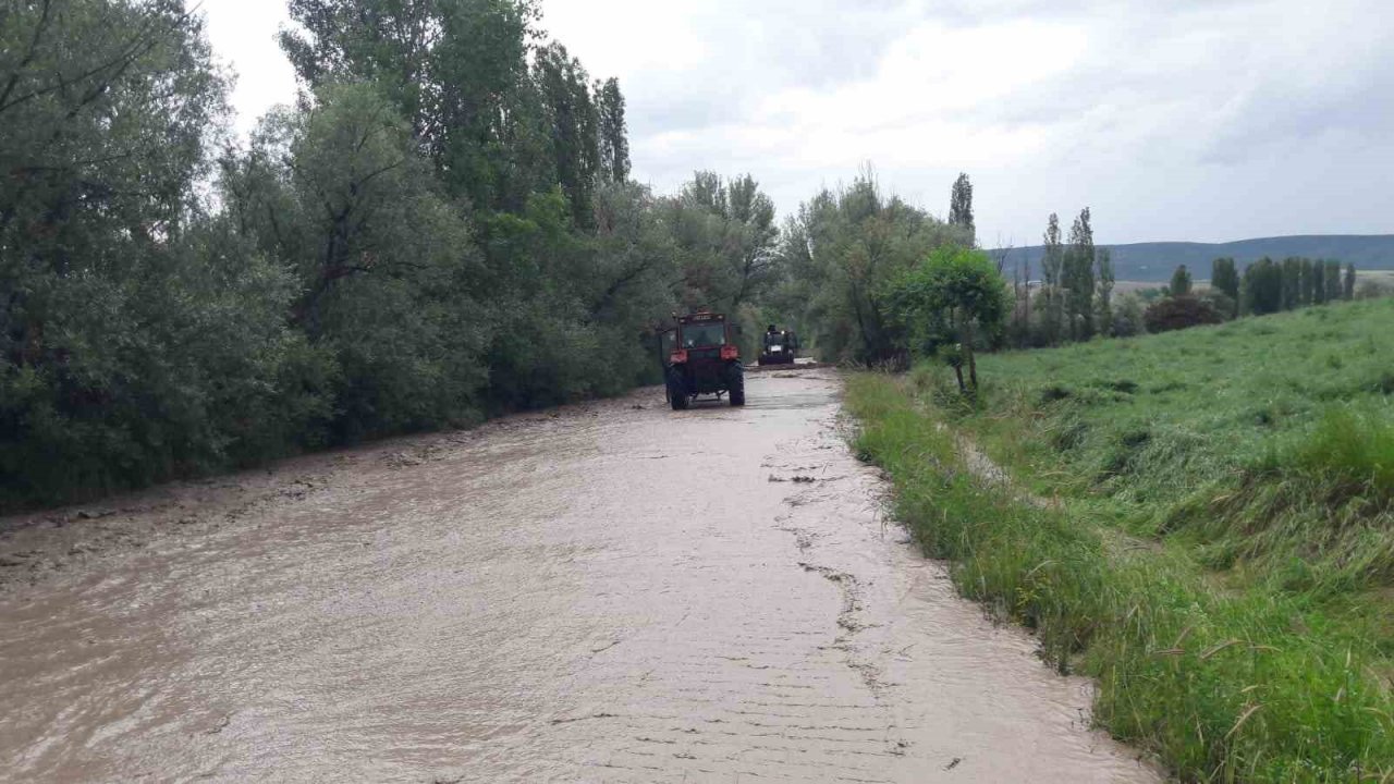 20 dakika boyunca yağan dolu sonrası cadde ve sokaklar beyaza büründü