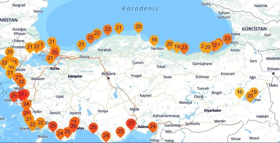 Karadeniz’in deniz suyu sıcaklığı en düşük illeri Samsun ve Ordu