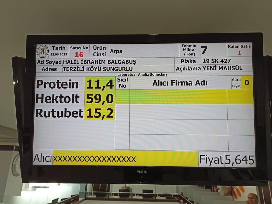 Sungurlu’da ilk arpa ürünü borsaya geldi