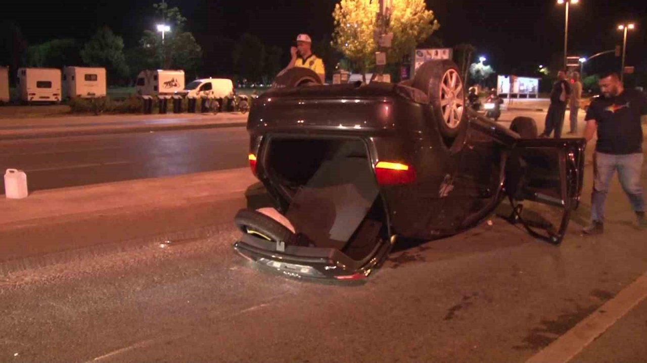 Maltepe’de kontrolden çıkan araç takla attı: 1 yaralı