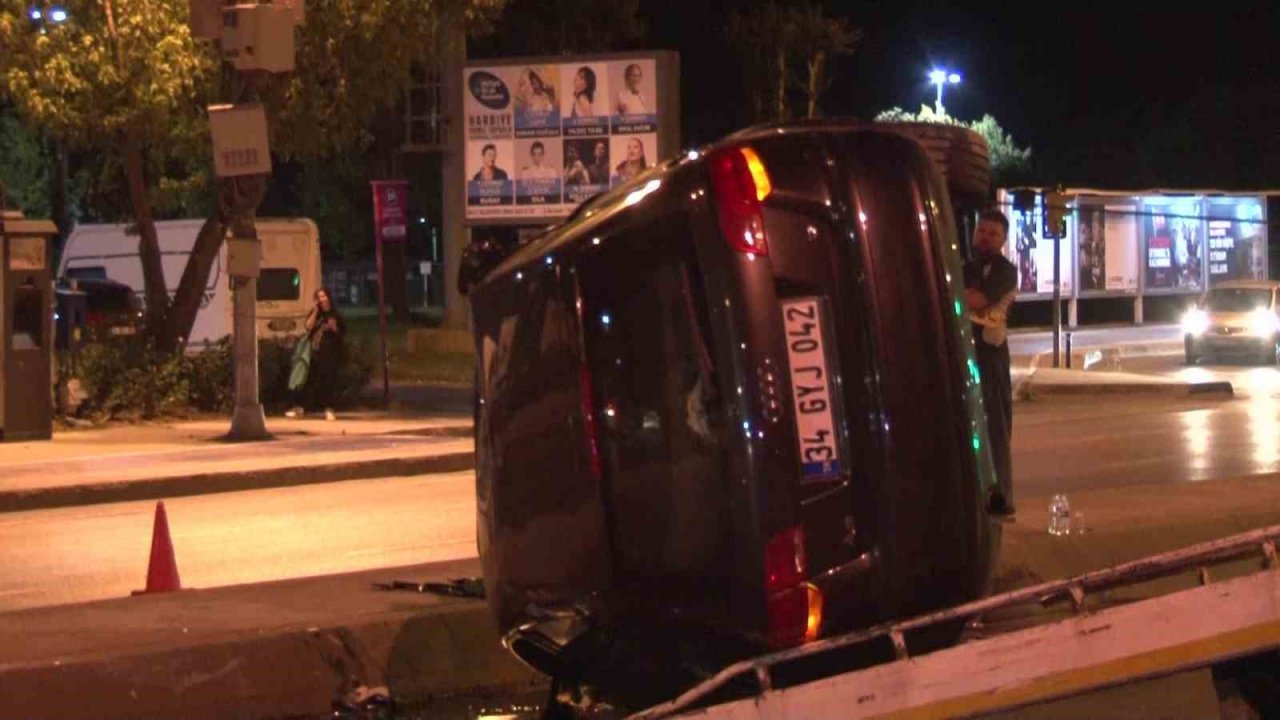 Maltepe’de kontrolden çıkan araç takla attı: 1 yaralı