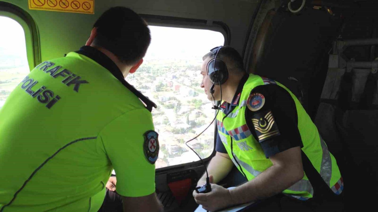 Bayram trafiğine havadan helikopterli denetim