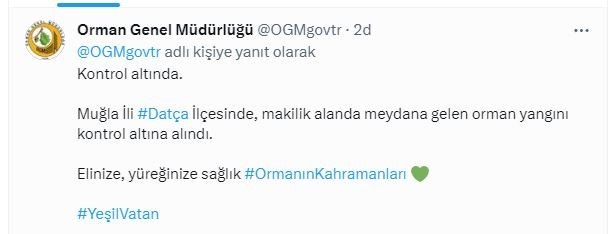 Datça’daki orman yangını kontrol altına alındı