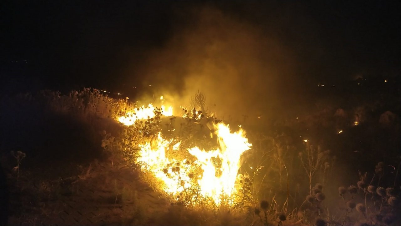 Anız yangını konteynerlere sıçramadan söndürüldü