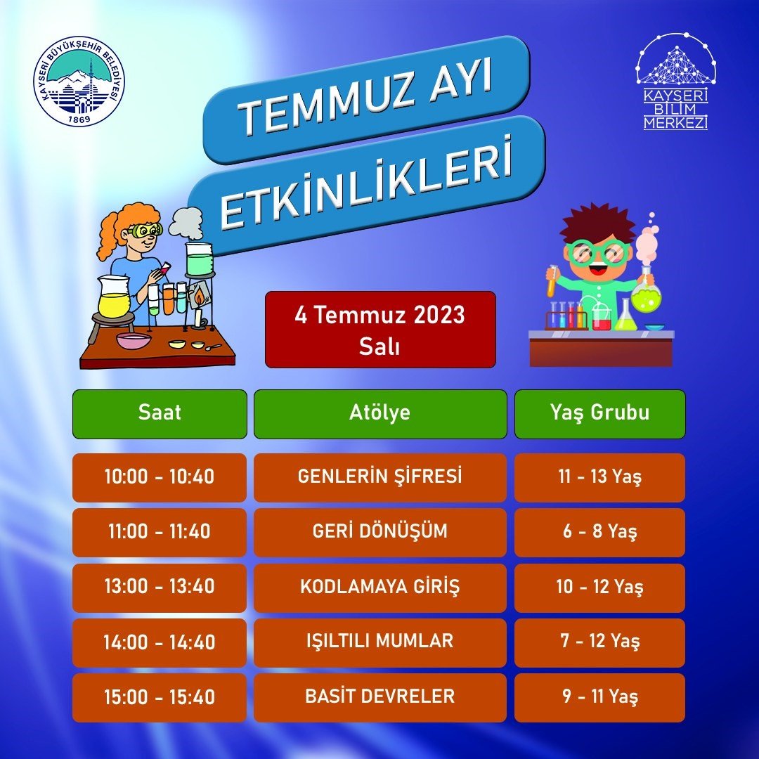 Kayseri Bilim Merkezi’nde ‘Temmuz ayı etkinlikleri’