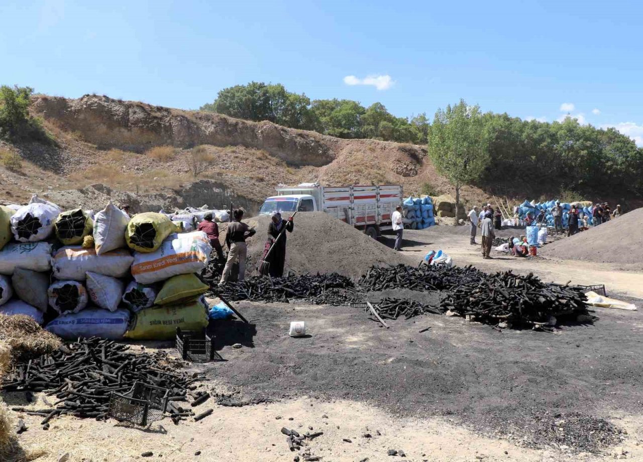 Mangal kömürü üretmek için gece gündüz mesai yapıyorlar