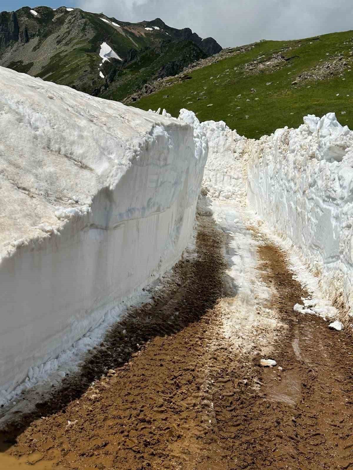 Artvin’de yayla yollarında karla mücadele Temmuz ayında da devam ediyor