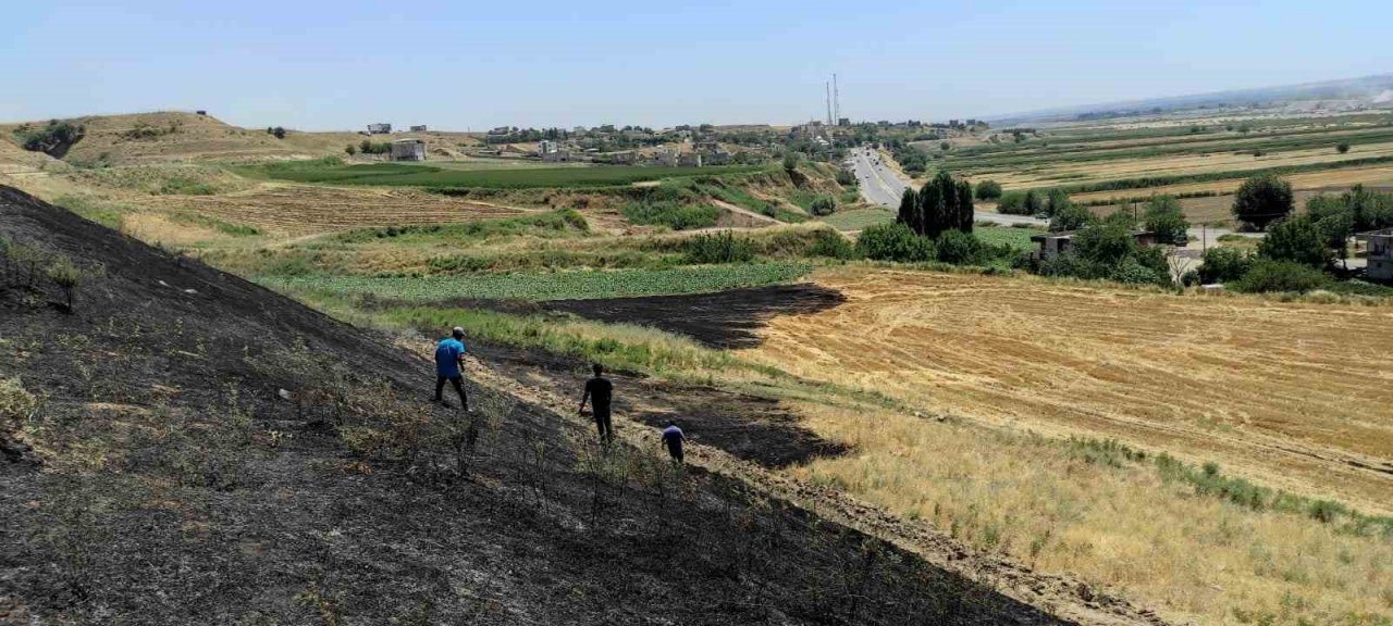 100 dönümlük otluk alanda çıkan yangın, yerleşik alana ulaşmadan söndürüldü