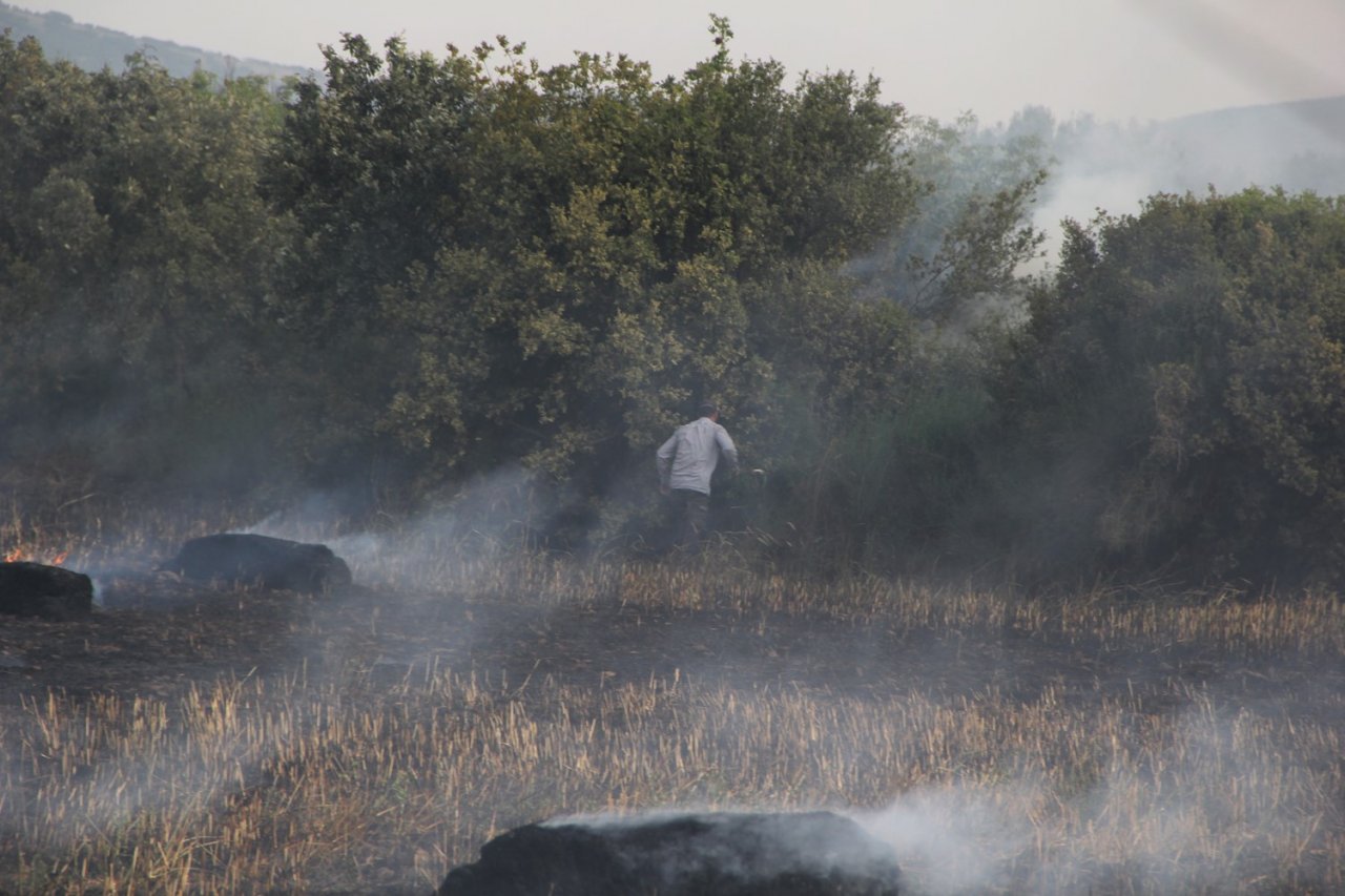 Kula’da 30 dönüm ekin tarlası yandı