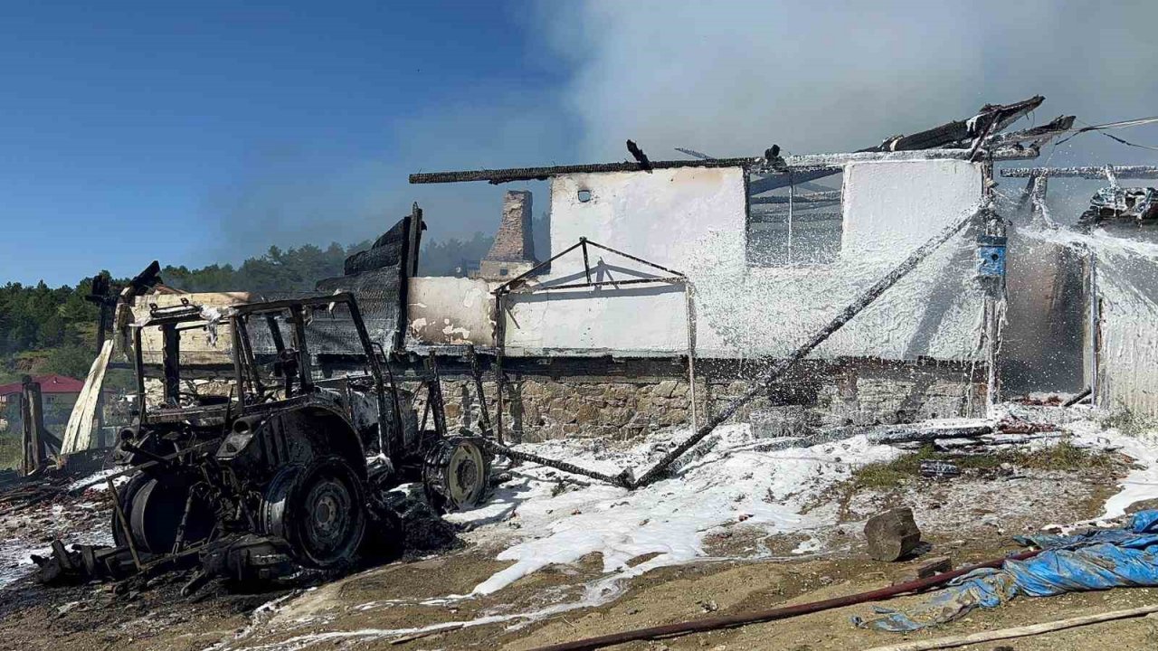 Traktörde çıkan yangın evi küle çevirdi