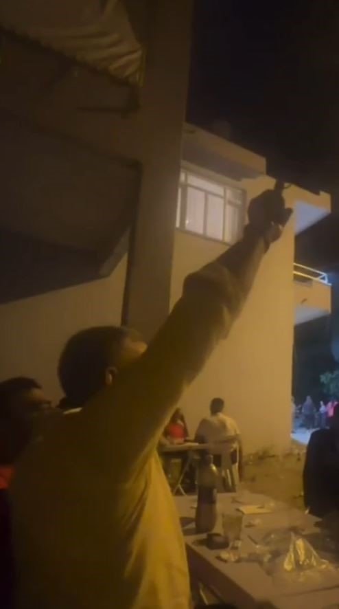 Asker eğlencesinde silahla ateş edip davetlilere korku dolu anlar yaşattı