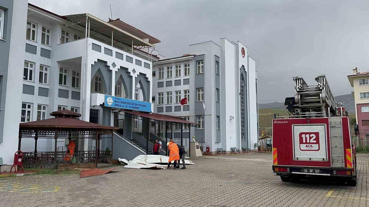 Erzincan’da fırtına ağaçları devirdi, çatıları uçurdu