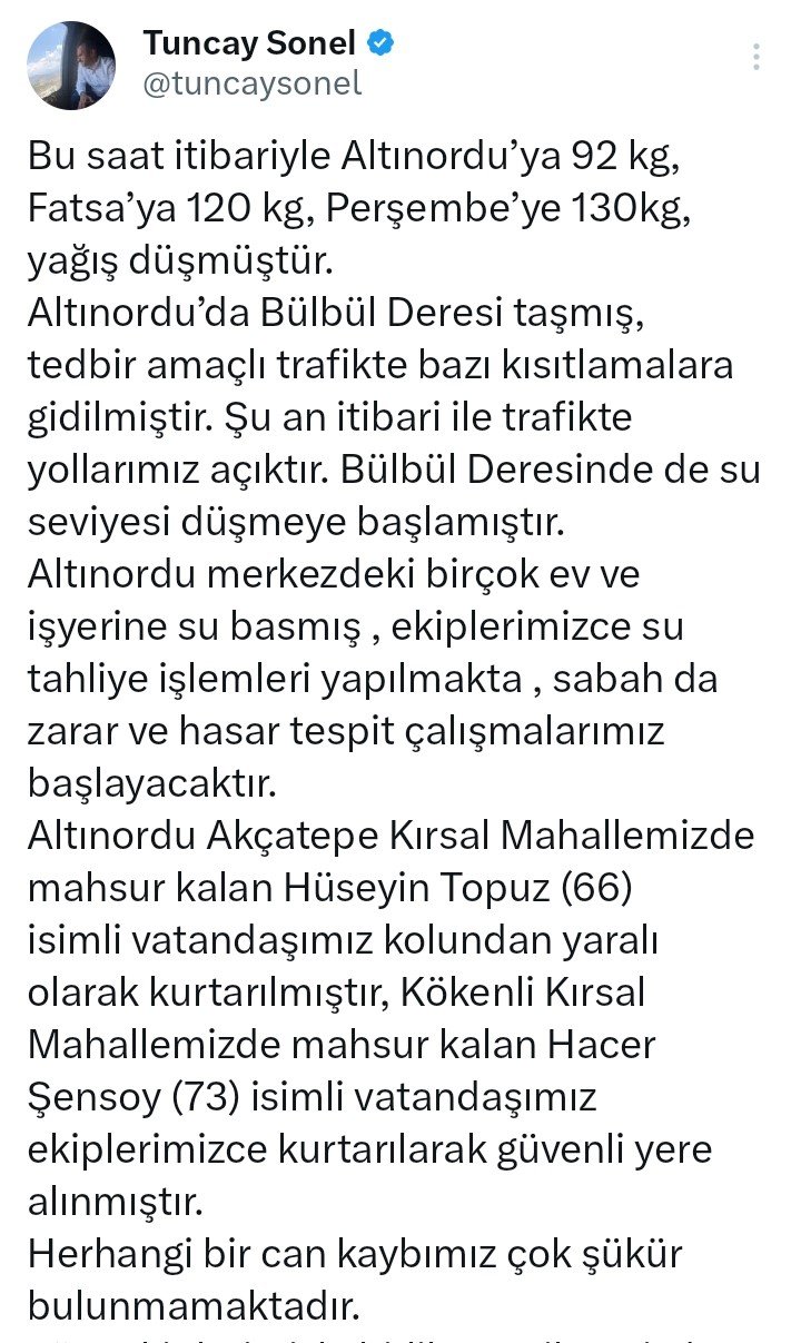 Ordu Valisi sel ve heyelan ile ilgili son durumu açıkladı