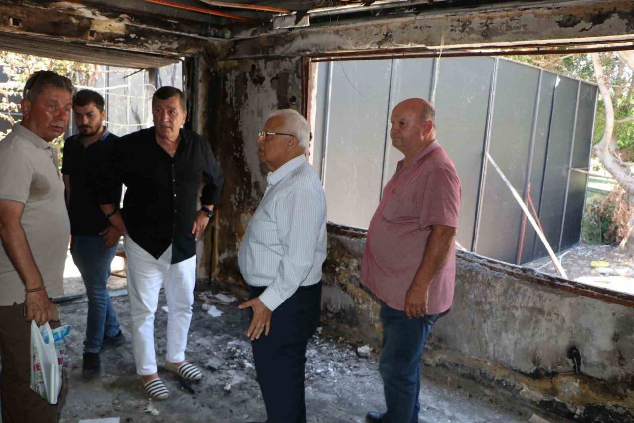 Oğuz Tongsir, yanan tesislerde incelemelerde bulundu