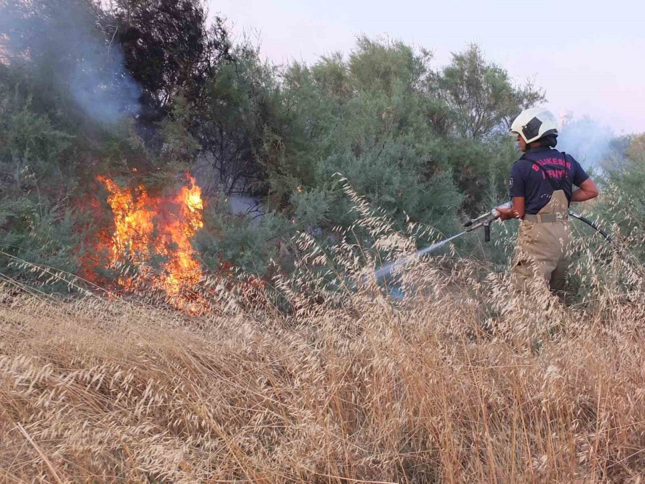 Balıkesir’de karganın neden olduğu anız yangını korkuttu