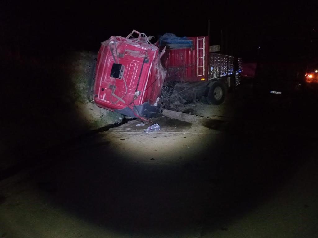 Gediz’de tomruk yüklü tır devrildi: 1 yaralı