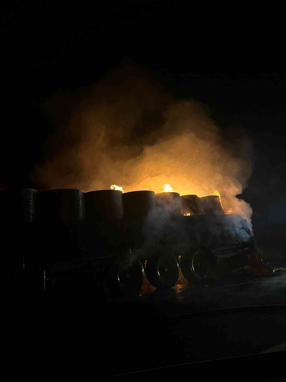 Lastiği patlayan tır alev topuna döndü