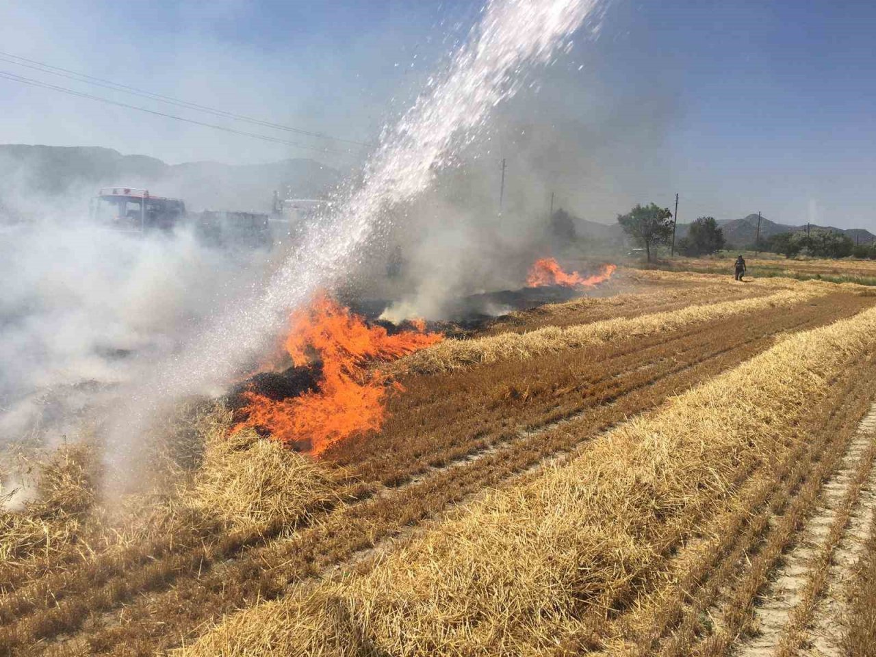Burdur’da anız yangını