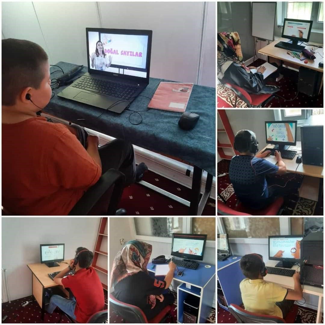 Bilişim sınıfı açılan camide öğrenciler sınavlara hazırlanıyor