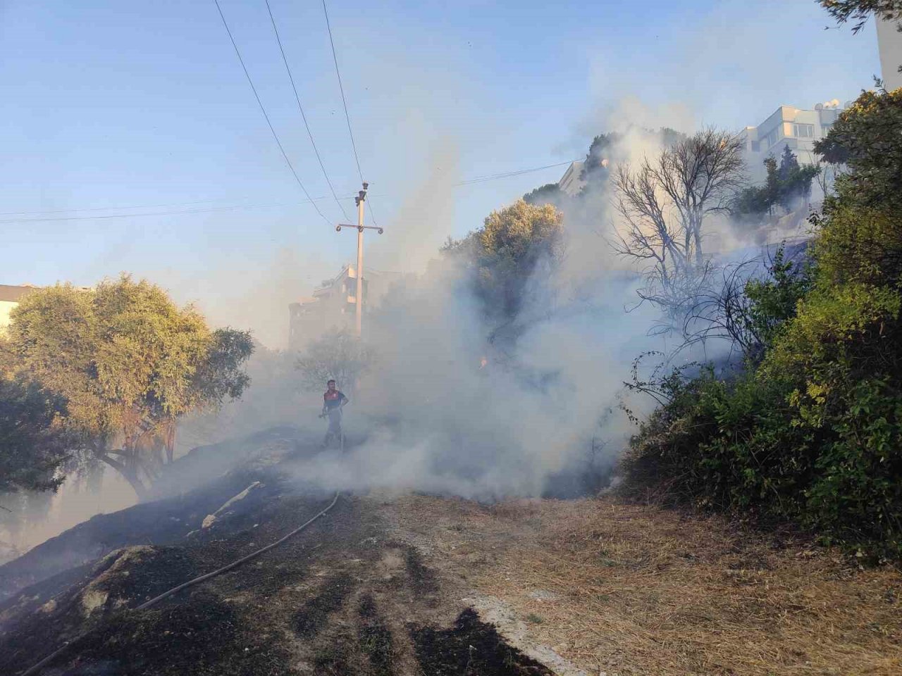 Kuşadası’nda korkutan yangın