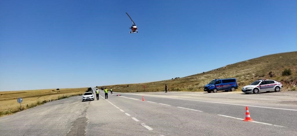 Nevşehir’de helikopterle havadan denetim yapıldı