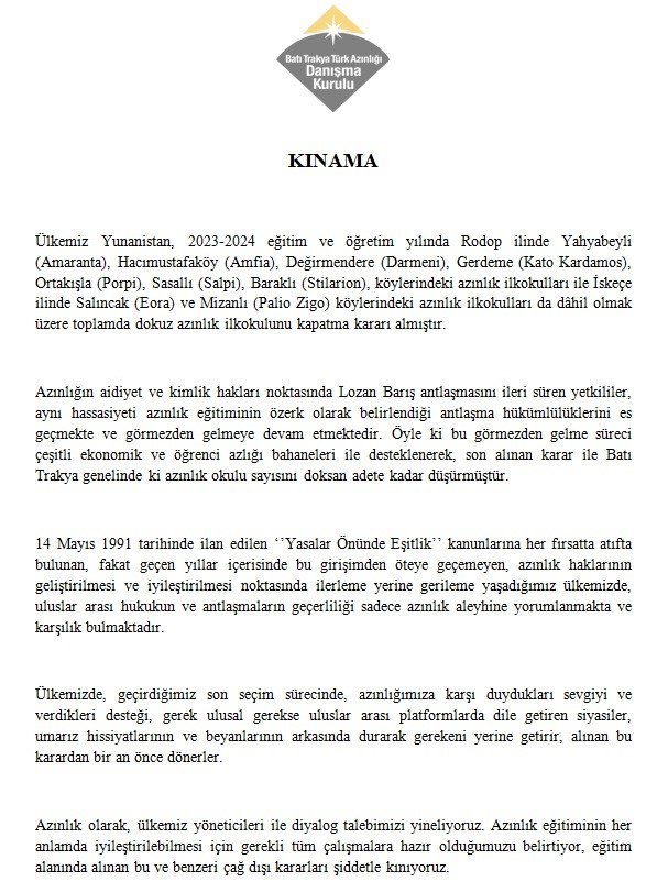 Batı Trakya’daki 9 Türk okulunu kapatma kararına tepkiler