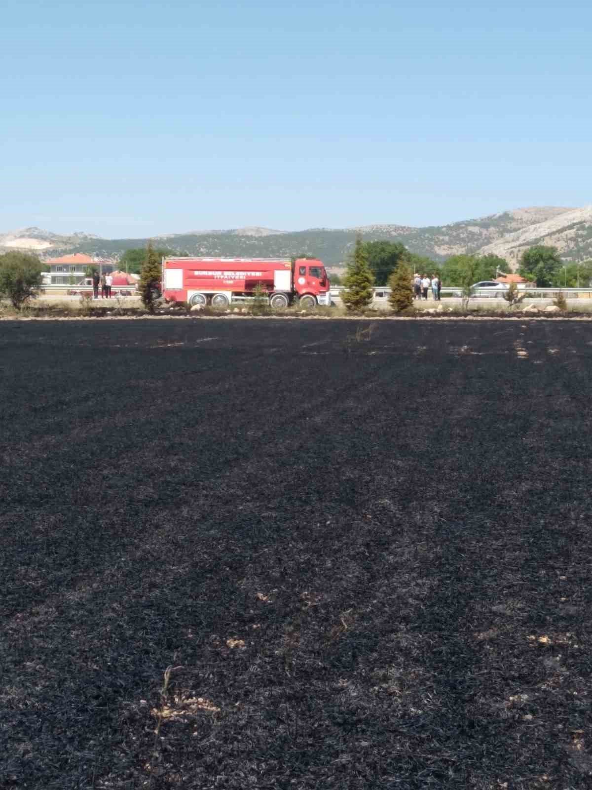 Burdur’da 40 dönüm buğday tarlası yangında küle döndü