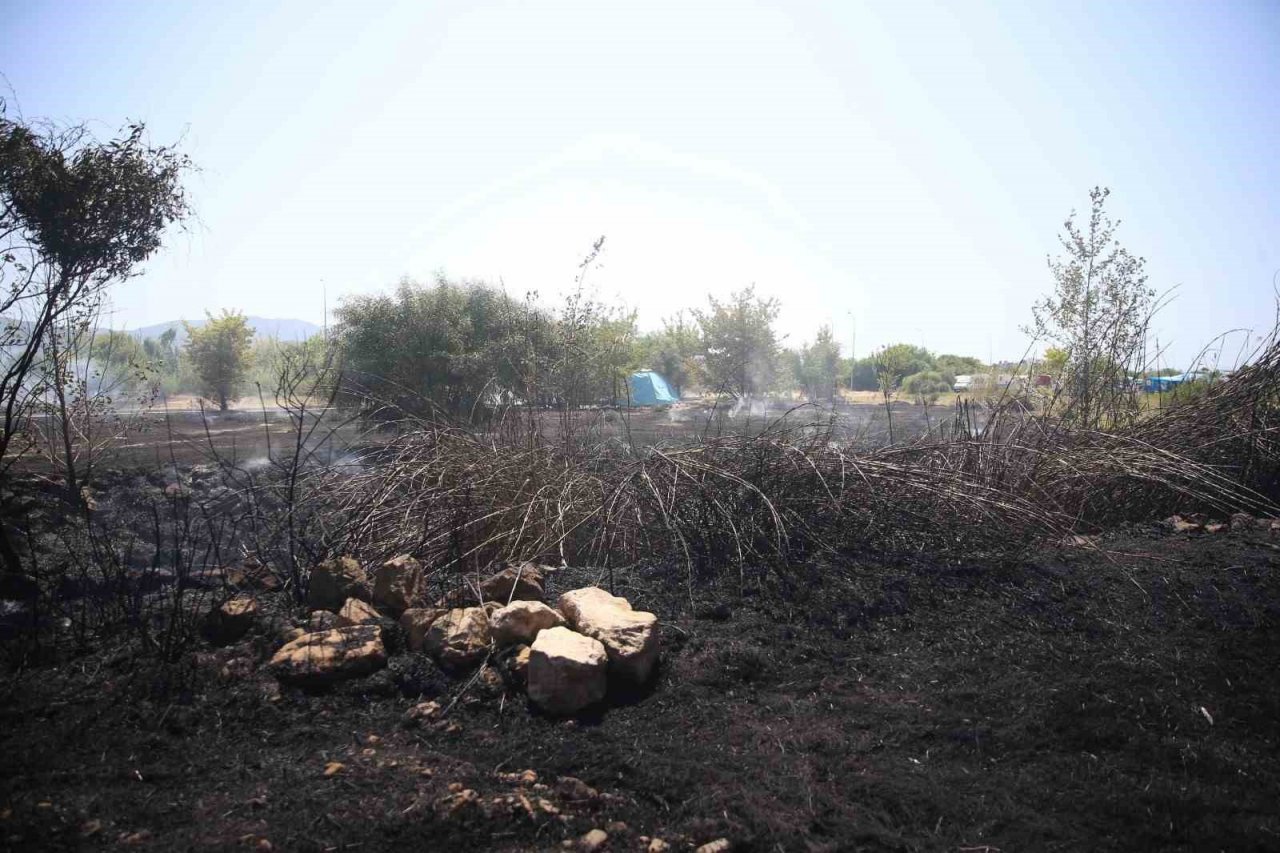 Fethiye’de otluk ve sazlık alanda çıkan yangın söndürüldü