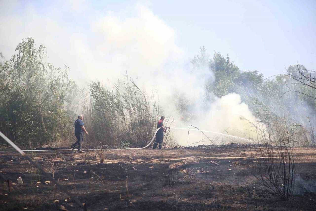 Fethiye’de otluk ve sazlık alanda çıkan yangın söndürüldü