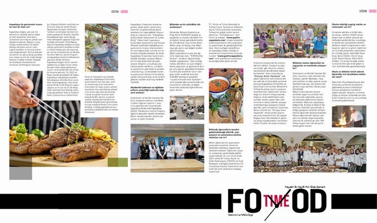 KÜN Gastronomi ve Mutfak Sanatları Bölümü Food Time Dergisi’nde yer aldı