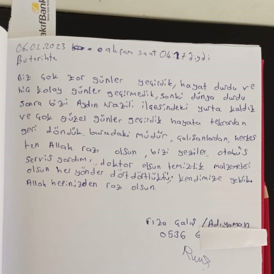 Aydın’da depremzedelerin bıraktığı notlar duygulandırdı