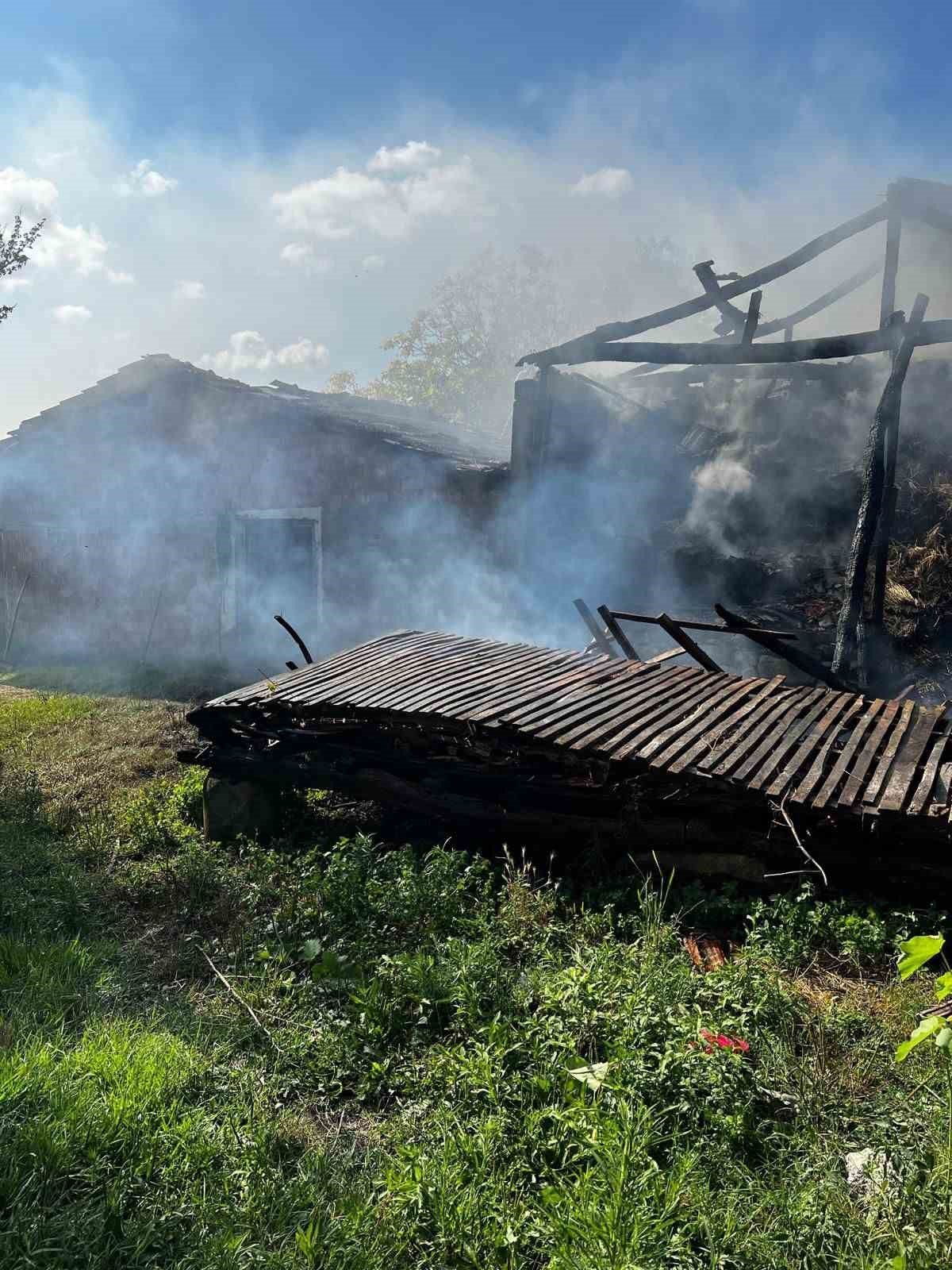 Samanlıkta çıkan yangında bin balya kül oldu