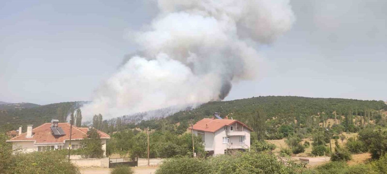 Kütahya’daki orman yangını söndürülmeye çalışılıyor