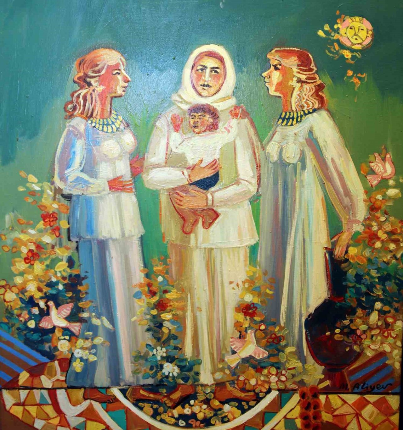 Anneler ve çocuklar temalı resim sergisi