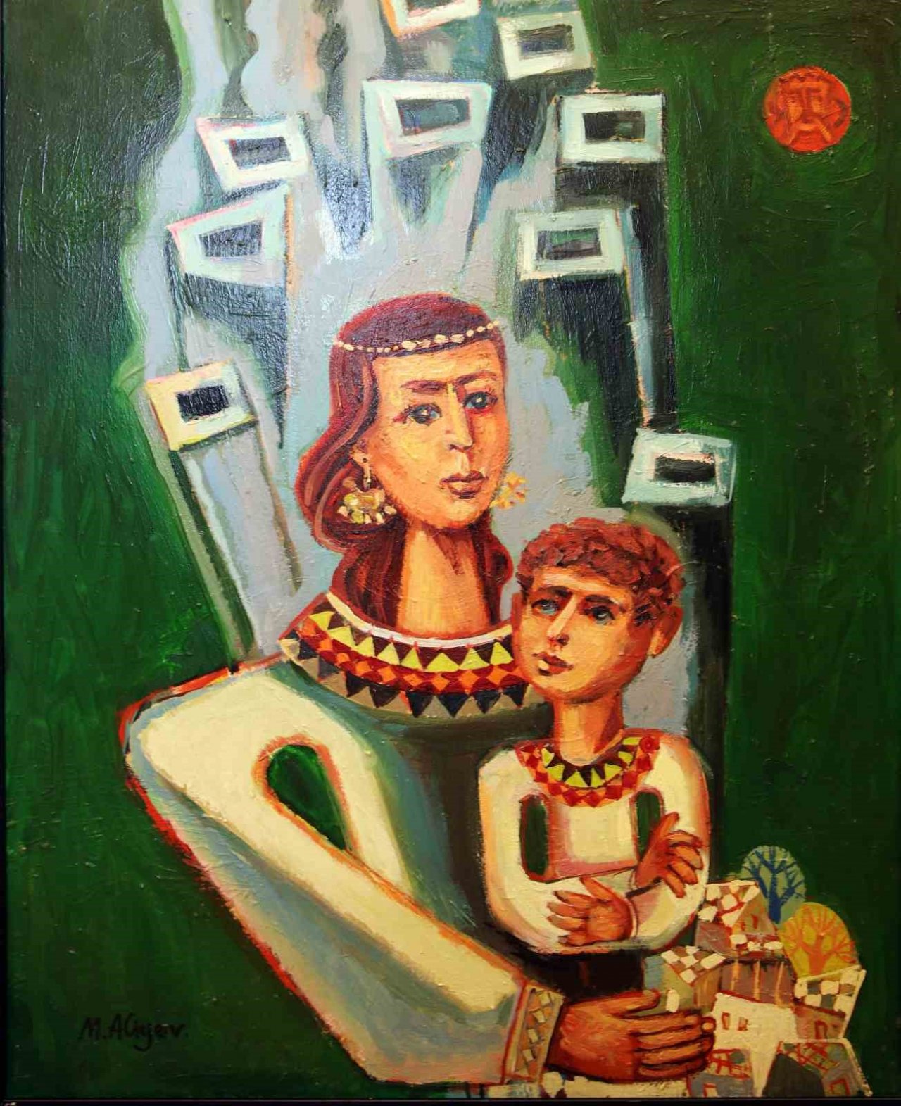 Anneler ve çocuklar temalı resim sergisi