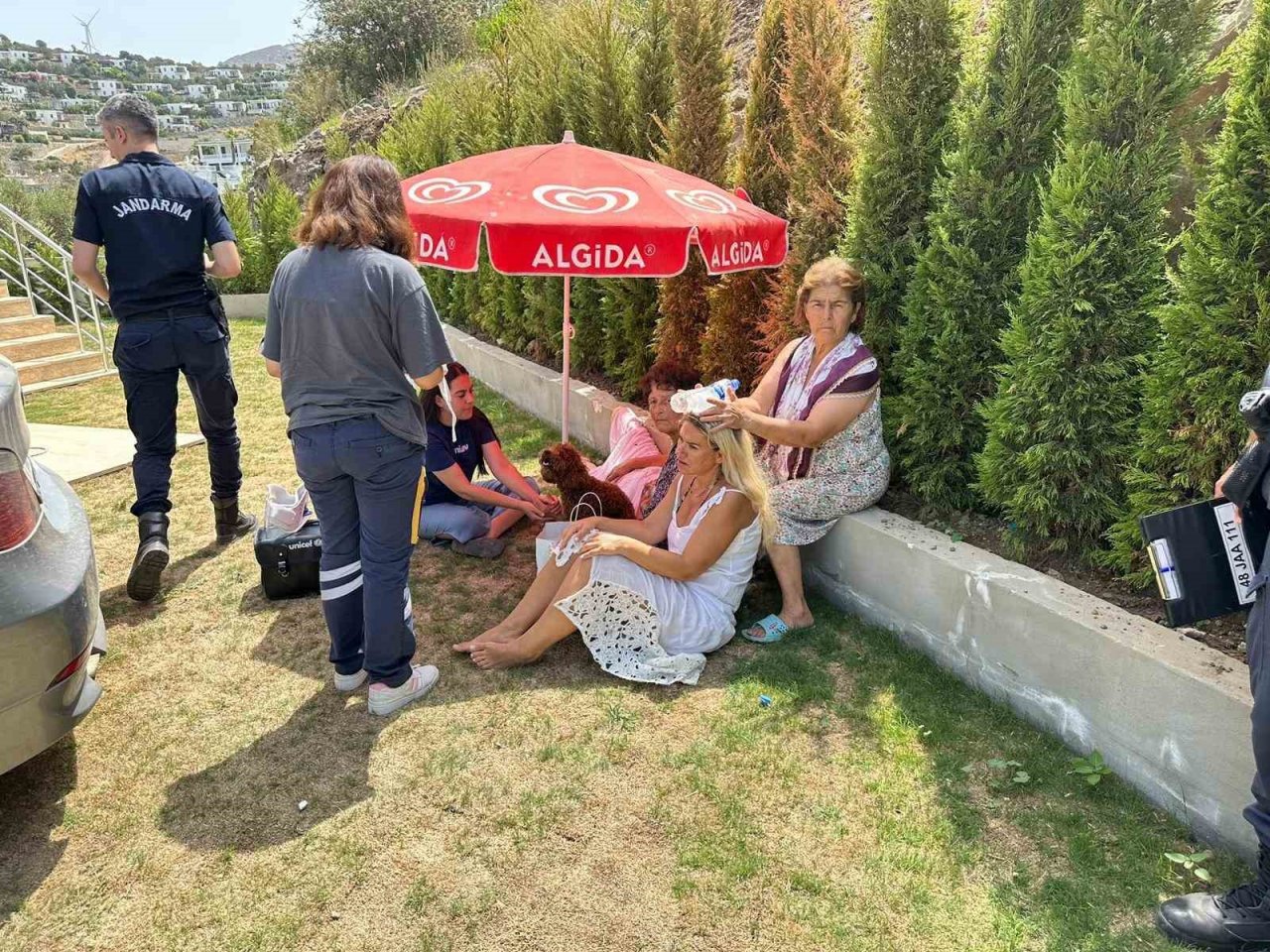 Otomobil metrelerce yükseklikten evin bahçesine düştü