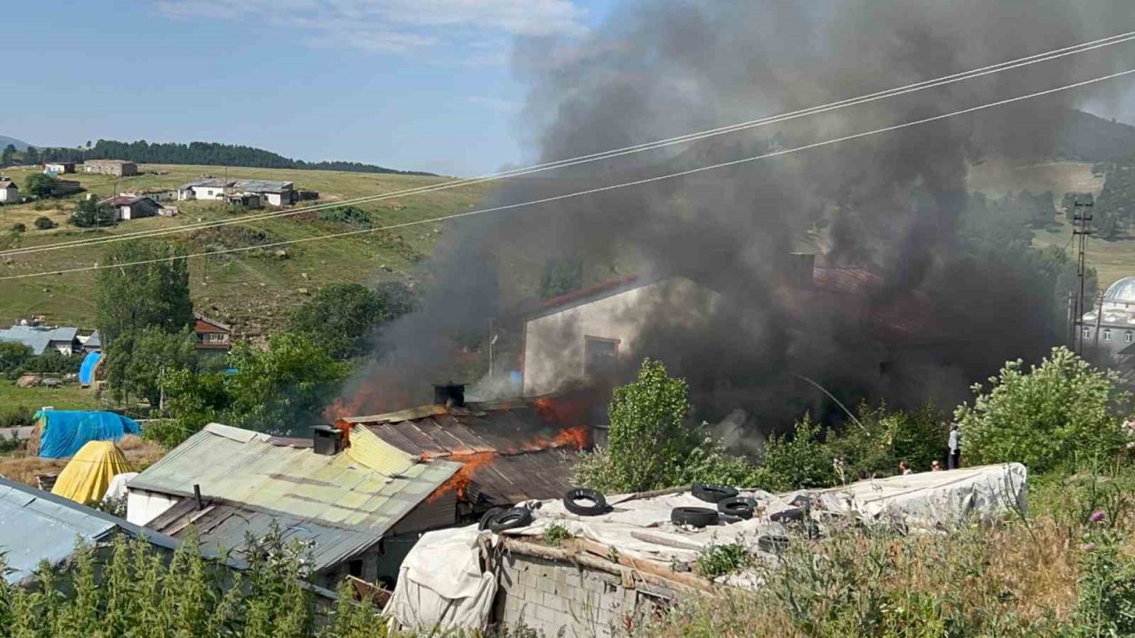 Sarıkamış’ta bir ev yanarak kül oldu