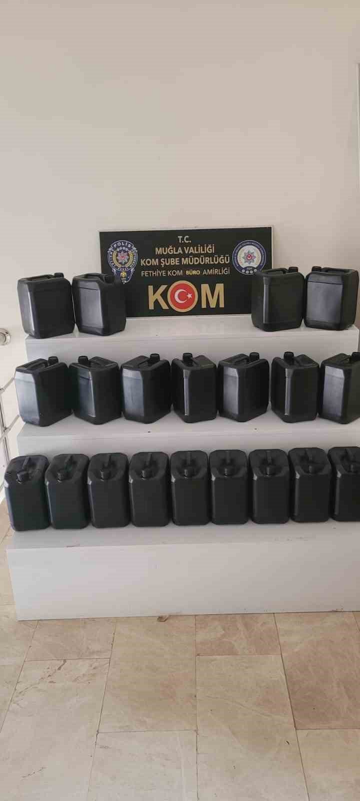 Fethiye’de polis ekipleri 140 litre etil alkol ele geçirildi