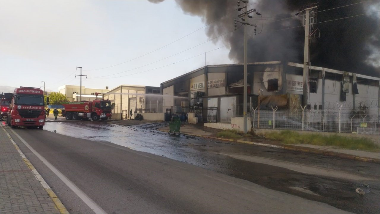 Alevlere teslim olan geri dönüşüm tesisi havadan görüntülendi