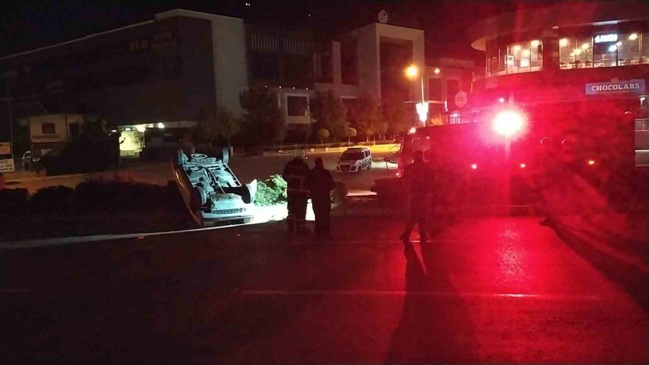 Otomobil takla attı, sürücü ölümden döndü